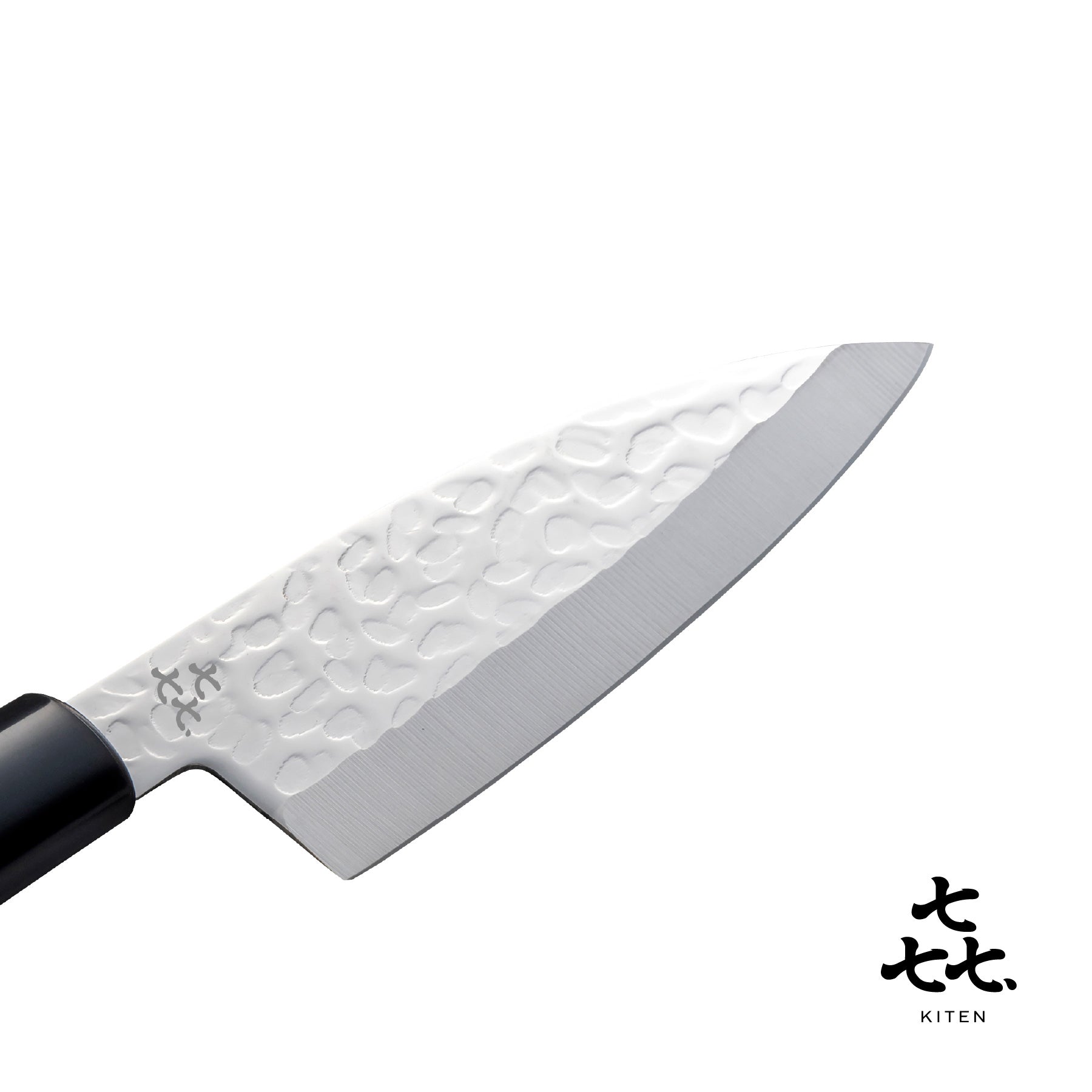 「㐂.」KITEN 槌目、小出刃包丁100mm、SUS420J2ステンレス鋼、茶合板ハンドル