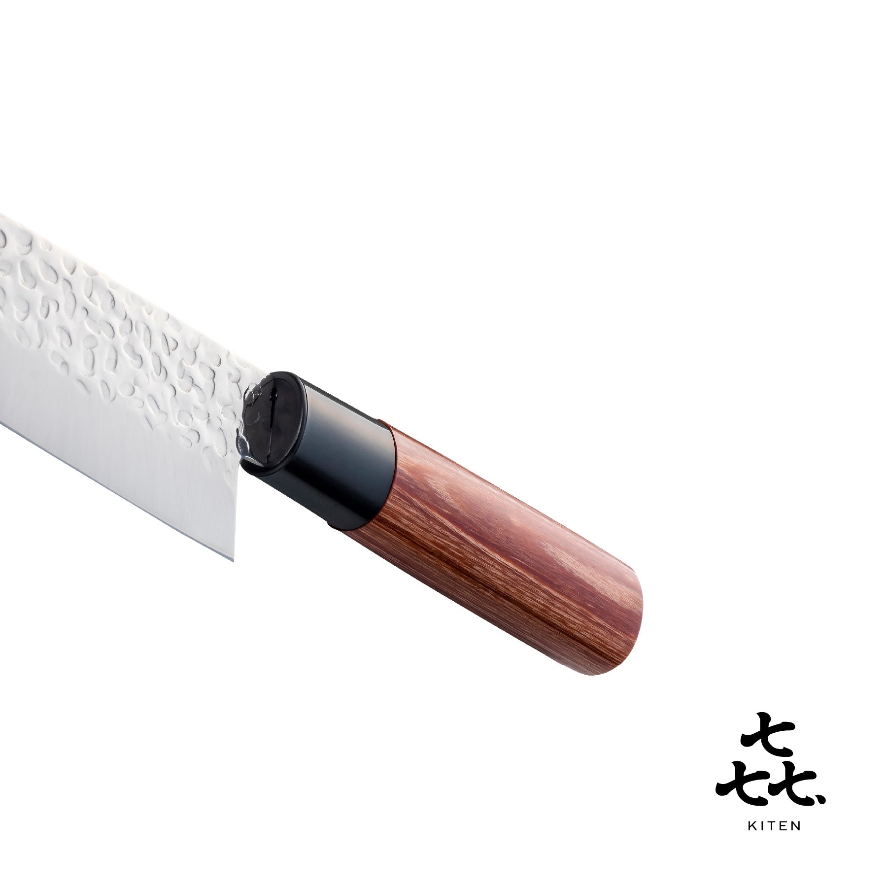 「㐂.」KITEN 槌目、三徳包丁165mm、SUS420J2ステンレス鋼、茶合板ハンドル