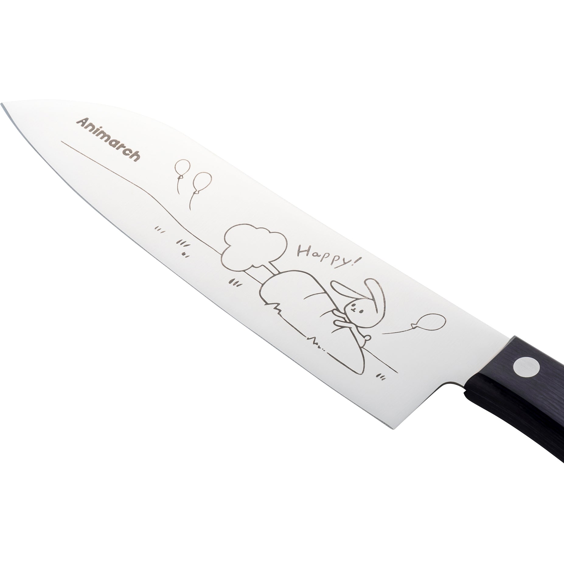Animarch, Rabbit Model, 6.5 inch SUS420J2 steel, Santoku type Double Edged, Plywood Handle(deep purple)