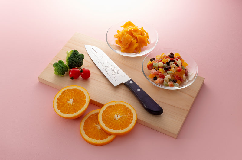 Animarch、三徳包丁165mm　うさぎ、SUS420J2ステンレス鋼、積層強化木ハンドル（濃紫色）