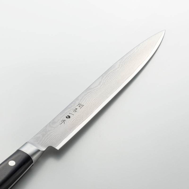 関喜一作、ハムスライサー240mm、ステンレスダマスカス鋼、芯材V金10号、積層強化木ハンドル