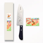 Animarch, Rabbit Model, 6.5 inch SUS420J2 steel, Santoku type Double Edged, Plywood Handle(deep purple)