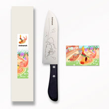 Animarch, Rabbit Model, 6.5 inch SUS420J2 steel, Santoku type Double Edged, Plywood Handle(deep purple)
