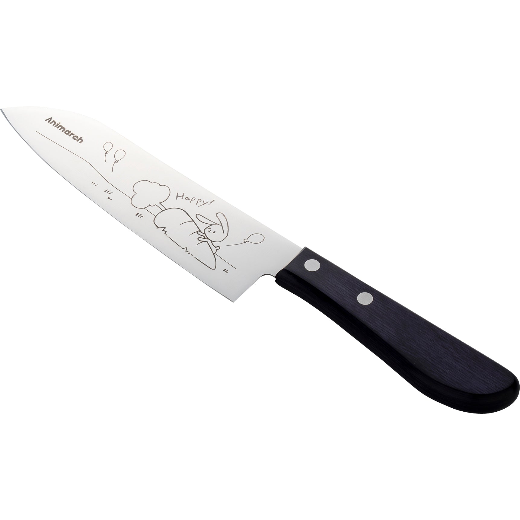 Animarch, Rabbit Model, 6.5 inch SUS420J2 steel, Santoku type Double Edged, Plywood Handle(deep purple)
