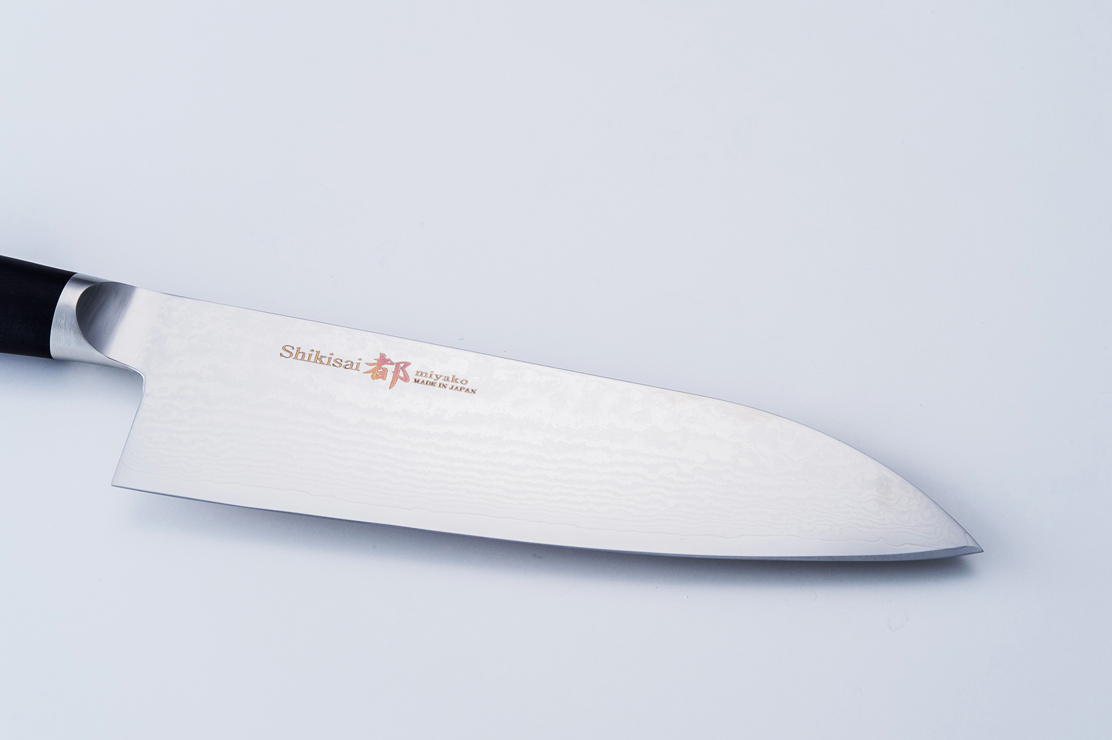 Shikisai MIYAKO, 3.2 inch AUS8 molybdenun vanadium steel  with 33 Layers of  Stainless Steel Damascus, Paring type Double Edged, Plywood Handle