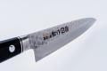 MINONOKUNI HIRO, 7.1 inch Forged VG10 with 16 Layers of Hammered Stainless Steel Damascus, Santoku type Double Edged, Black Micarta Handle