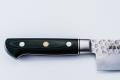 MINONOKUNI HIRO, 7.1 inch Forged VG10 with 16 Layers of Hammered Stainless Steel Damascus, Santoku type Double Edged, Green Micarta Handle