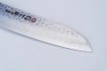 MINONOKUNI HIRO, 7.1 inch Forged VG10 with 16 Layers of Hammered Stainless Steel Damascus, Santoku type Double Edged, Black Micarta Handle
