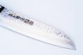 MINONOKUNI HIRO, 7.1 inch Forged VG10 with 16 Layers of Hammered Stainless Steel Damascus, Santoku type Double Edged, Black Micarta Handle