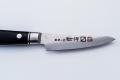 MINONOKUNI HIRO, 3.2 inch Forged VG10 with 16 Layers of Hammered Stainless Steel Damascus, Paring type Double Edged, Black Micarta Handle