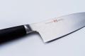Shikisai MIYAKO, 6.5 inch AUS8 molybdenun vanadium steel  with 33 Layers of  Stainless Steel Damascus, Deba type Single Edged, Plywood Handle
